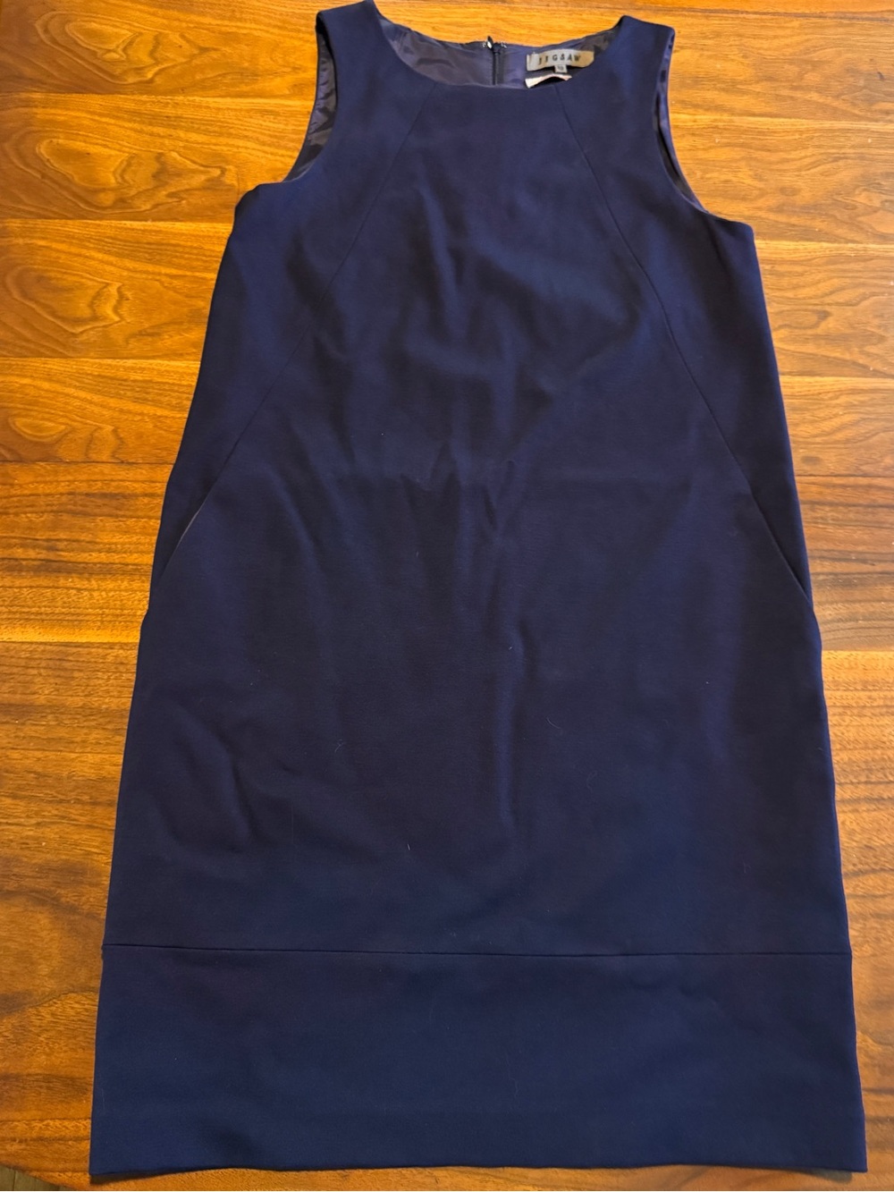 Jigsaw Bodycon Lined Tailored Navy Dress Viscose Knit EUC. UK 10 / US 6-8